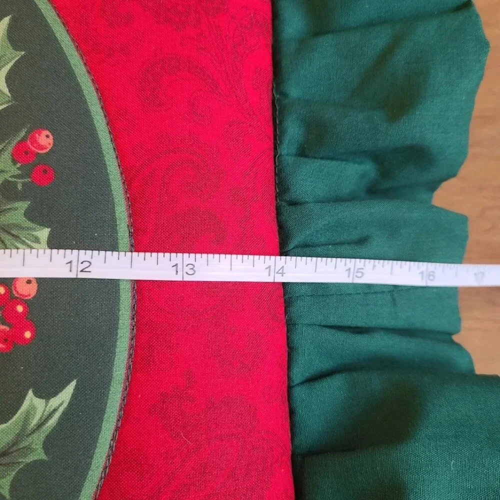 Vintage Christmas Handmade Pillow Square Deer Cardinal Holly Buck Ruffled Cabin